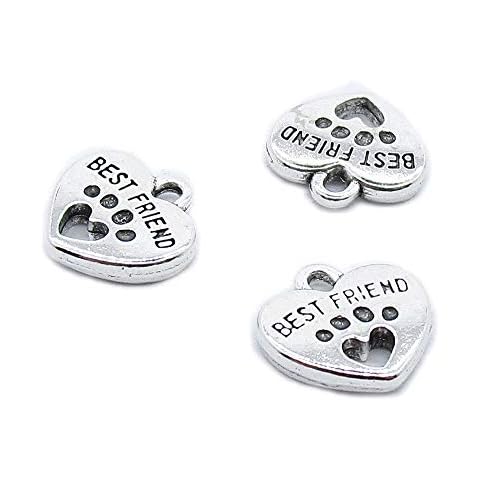 30 Pieces Antique Silver Tone Jewellery Charms Craft Art Making Crafting Beading Supplies FQ1P3Q Dog Paw Prints Best Friend Cover