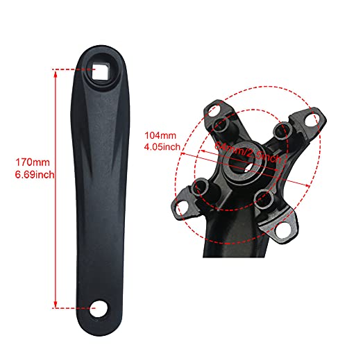 Parthan Bike Cranksets,170Mm Square Taper Crankset,Mtb Crank Arm Set,Mountain Bike Single Speed Crankset,Easy To Modify Single Crank Set，Aluminum Alloy.(Black,Size:38T) #TOP5