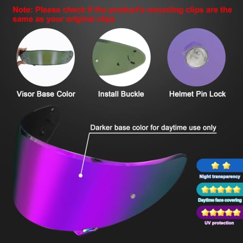 Image of PSLER CWR-1 Visor- RF-1200 Visor X14 Face Shield Replacement for CWR-1 RF 1200 X-Spirit NXR Z7 X14 NX NZ,Deep Purple