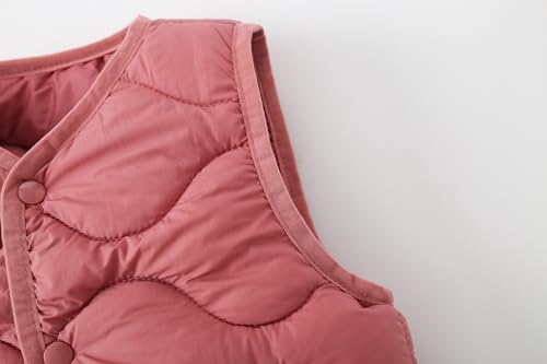 Image of AMIYAN Toddler Girls Puffer Vest Wind Proof Sleeveless Outwear Vest Warm Lightweight Winter Coat Red Bean Paste 100 2-3T