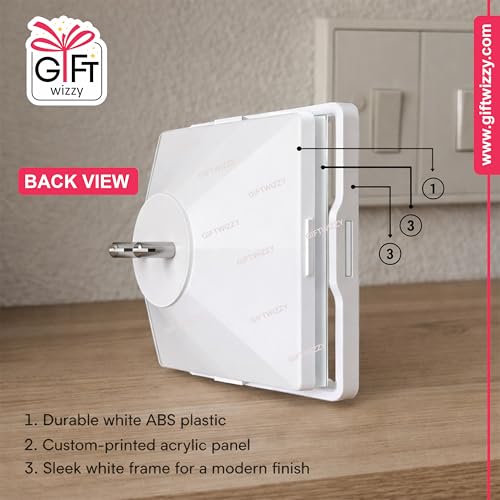 Image of Personalized Square Night Lamp with Custom Photo & Text | 4 x 4 Inch Plastic Night Light | Plug-in AC Powered | Custom Gift for Birthday, Anniversary, Home Decor & All Occasions (Red)