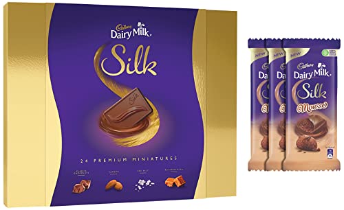 Image of Cadbury Silk Dairy Milk - Silk Miniatures Collection, 240 Grams & Dairy Milk Silk Mousse Chocolate Bar, 3 X 116 G
