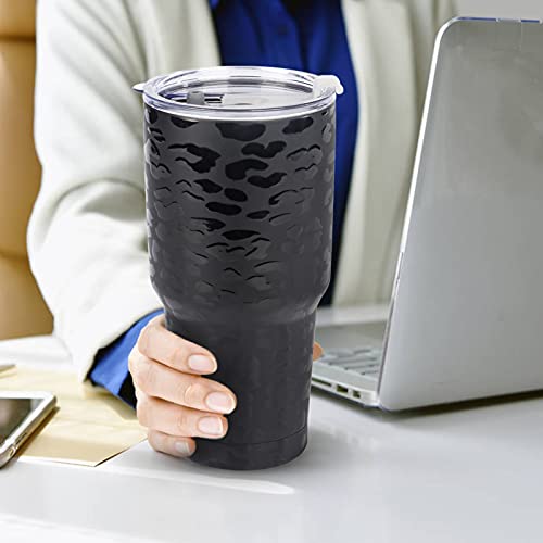 D·s 30Oz Tumbler Stainless Steel Insulated Travel Mug With Straw Lid Cleaning Brush (Black Leopard) #TOP5