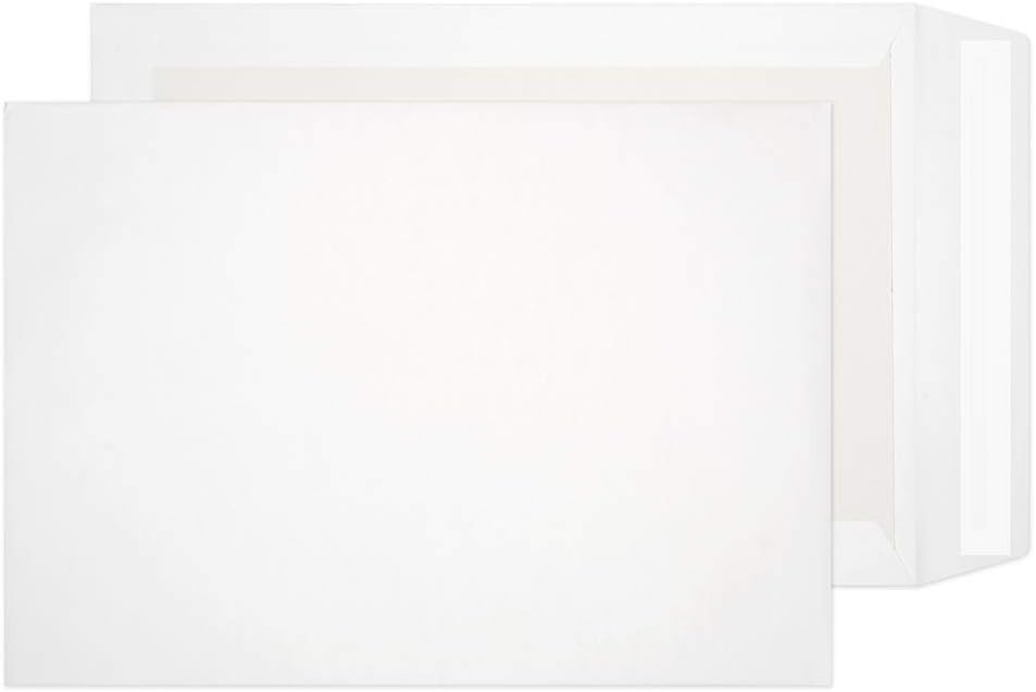 Blake Purely Packaging C4 A4 324 x 229 mm Board Back Pocket Peel and Seal Envelopes (12935) White - Pack of 125