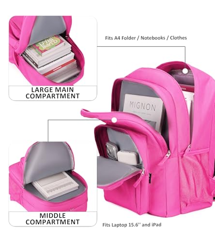 Image of abshoo Girls Solid Color Backpack For College Women Water Resistant School Bag (HotPink)
