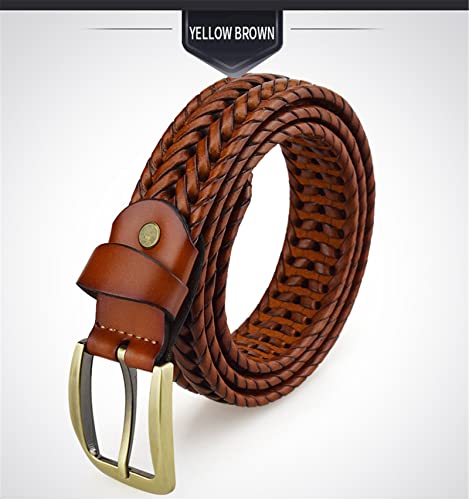 Braided Belt for Mens Woven Belts Luxury Genuine Leather Cow Straps Hand Knitted Designer Men for Jeans Girdle Male,Double Color,120CM/47.3''2