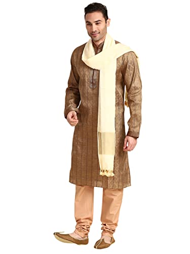 Image of DUPATTA BAZAAR Men's Cream Linen Dupatta for Kurta /Sherwani /Achkan