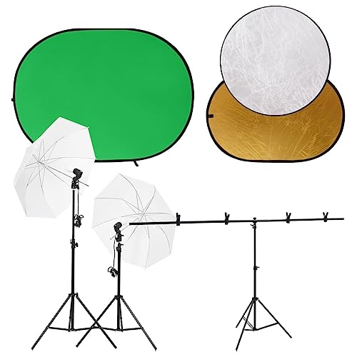 Kit studio photo en aluminium avec éclairage 5500 K et réflecteur 110 cm