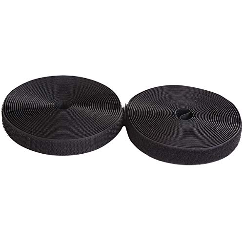 Sew On Hook And Loop Style 3/4 Inch Non-Adhesive Back Nylon Strips Fabric Fastener Non-Adhesive Interlocking Tape Black,12.6 Yard #TOP5