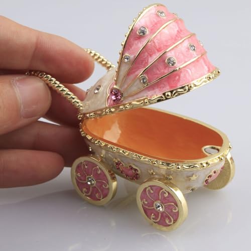 Boîte à bibelots poussette de rose, gardienne émaillée de vos doux souvenirs - 7