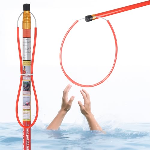 exablo Water Safety Pole Pool Rescue Hook Fiberglass Pool Safety Pole 4-15ft Telescopic Pool Safety Hook Suitable for Beaches Yachts Lakes and Water Parks