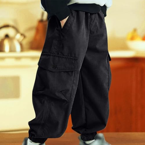 Boys Girls Kids School Cargo Pants Fashion Elastic Waist Sweatpants Casual Lightweightt Athletic Joggers with Pockets2