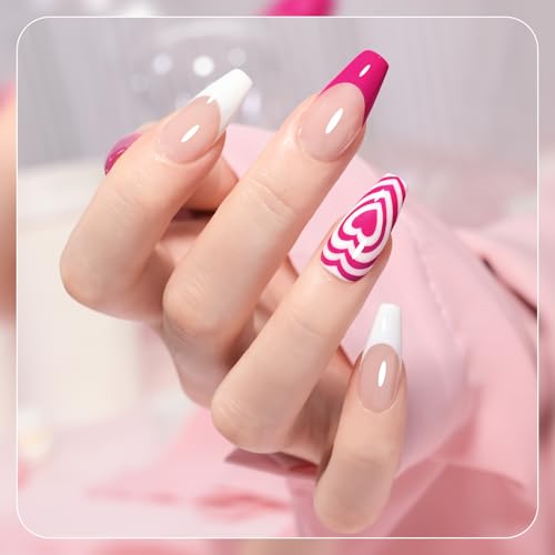 Image of GAOY Pink Gel Nail Polish Set, 6 Colors Neon Light Bright Baby Pink Soak Off UV Light Cure Gel Polish Kit for Salon and Nail Art DIY at Home