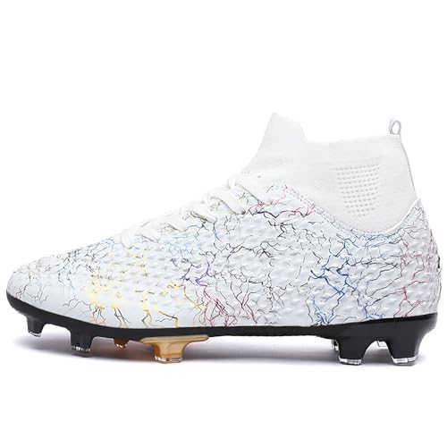 Image of Men's Soccer Shoes High-Top Soccer Cleats Outdoor Breathable Athletic Professional Spikes Youth Boys Football Shoes Unisex