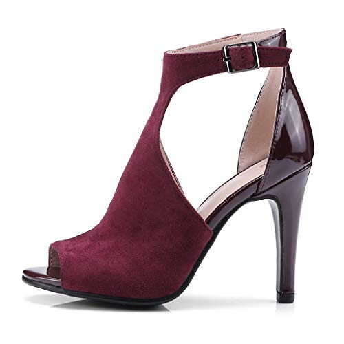 MIOKE Women's Sexy Stiletto High Heel Sandals T-strap Peep Toe Cutout Ankle Strap Party Dress Pump Shoes3