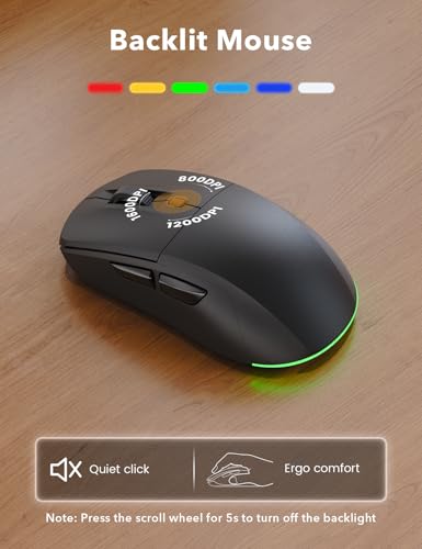 Image of Wireless Keyboard and Mouse Combo - 4000mAh Rechargeable Backlit Keyboard with Wrist Rest & Phone Holder, Full Size Quiet Typing 2.4G USB-A /Type-C for PC, Laptop, Windows, Mac, Trueque KM22 Ultra
