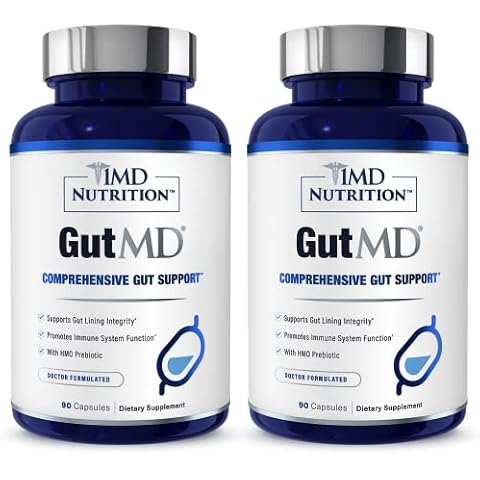 1MD Nutrition GutMD - L-Glutamine and Prebiotic for Gut Integrity | Promote Digestive Tract Health | 90 Capsules (2-Pack) Cover