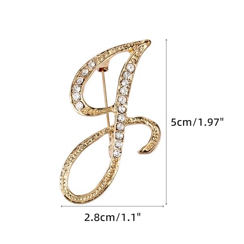 Image of Rhinestone Initial Brooch Pin for Women, Alphabet Gold Letter Brooch A-Z with Crystal, Metal Pin for Hat Bag Dress Suit Accessory for Men