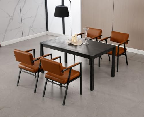 Lot de 2 Chaises Cuisine PU Marron Accoudoirs chairus