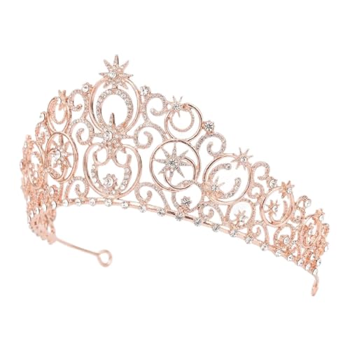 Elegant Glinda Crown Princess Tiara with Rhinestones Glinda Costume Kids Girls Birthday Crown Headpiece for Birthday Party Halloween Wedding Valentines Mothers Day (rose gold)