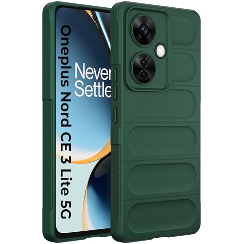 Image of A rtistque Liquid Silicone Stripes Back Cover Case for OnePlus Nord CE 3 Lite 5G | with Camera Protection | with Inner Fabric | Anti Slip Grip | AirBag Case - Green