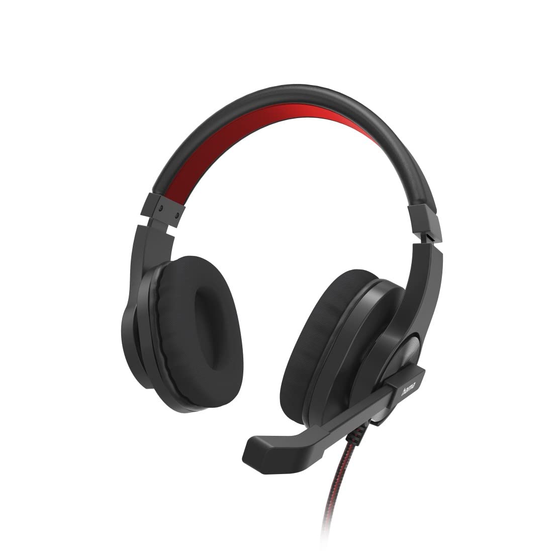 Hama Cuffie con microfono (cuffie cablate USB A, Aux, stereo con cavo, cuffie Over Ear PC con braccio microfono e fascia per il collo, cavo audio da 2 m, colore: nero