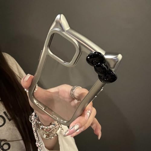 iphone 14 用 ケース 猫耳リボン 立体 クリア 韓国 かわいい いphoneケース 人気スマホケース キティちゃん おしゃれ ランキング 推し活ぴったり シンプル 透明 ソフト アイフォンケース TPU 携帯カバー