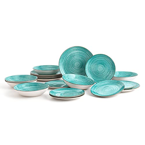 Quid Montreal Vajilla completa moderna de porcelana para 6 personas (18 piezas)|Platos llanos, Platos hondos, Platos postre, Color Único, Talla Estándar