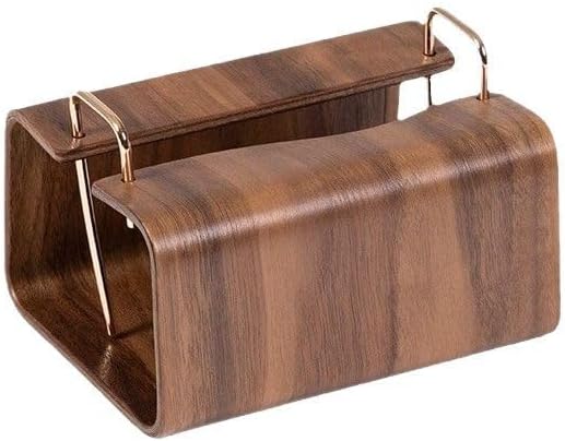 High end Wood Grain Tissue Box Holder, Desktop Tissue Dispenser with Metal Handle, Office Desk, Home Desktop Paper Drawer, Gift, Gift 6.29x4.72x3.54 inches