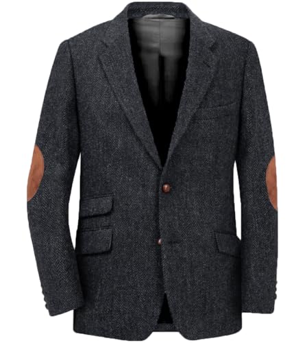 VENNYNG Men Dress Jackets Vintage Tweed Suit Blazer Single Breasted Sport Coat Jacket Business Casual Single Breasted Wedding