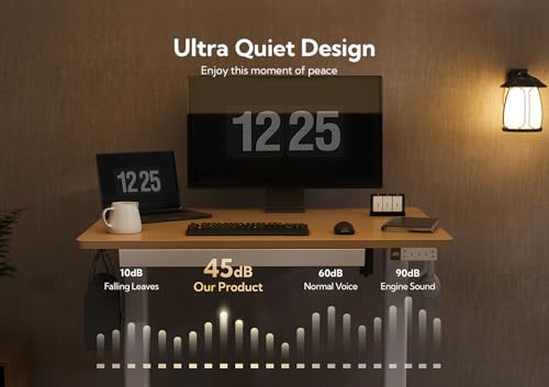 Image of Claiks Standing Desk with Drawer 40 Inch Electric Height Adjustable Natural
