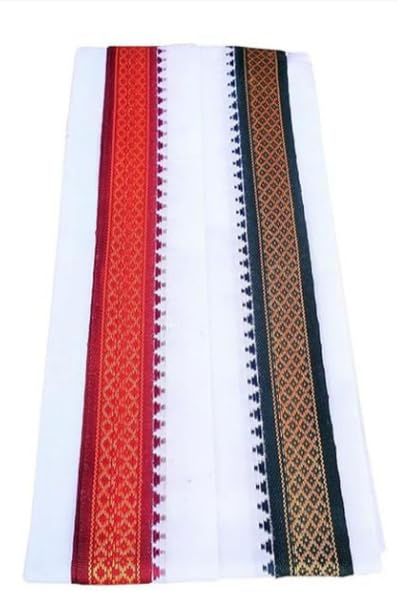Pure Cotton White Printed Gamcha Scarf for Men & Women, Soft & Absorbent Traditional Stole for Summer, Puja, Free Size-picture-10