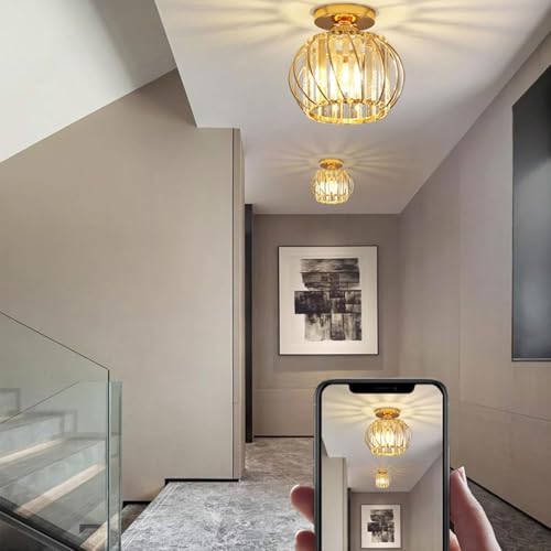 Plafonnier en cristal moderne petit plafonnier suspendu semi-encastré salon