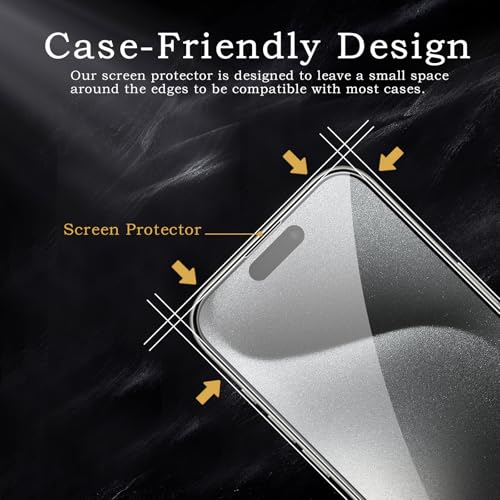 Image of Screen Protector for iPhone 15 Pro Max, Tempered Glass Film, Ultra HD 9H Hardness Case Friendly Anti Scratch Bubble Free Ultra Resistant Oil-Resistant Shatter Protection, 3-Pack