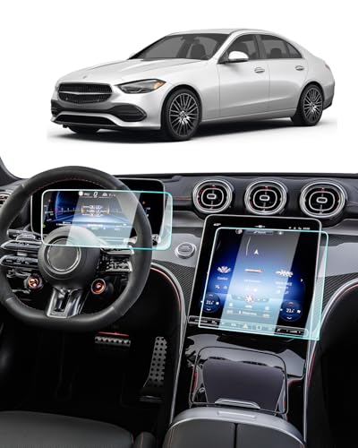 BIXUAN (2PCS Screen Protector For 2022-2026 Benz C300/GLC300/W206&2023-2026 AMG C43/2024 AMG C63 Accessories 9H Tempered Glass 12.3+11.9 Inch Touch Screen [NO Glare&Fingerprint]