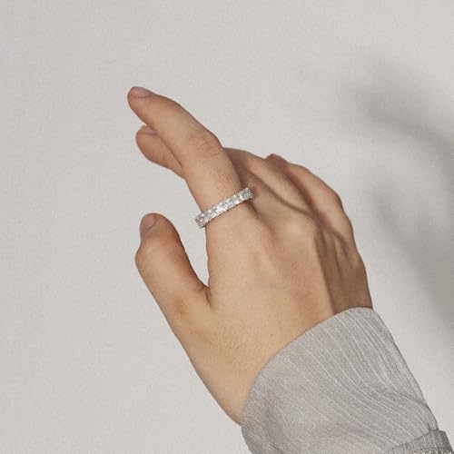 Marilyn Monroe Princess Cut Eternity Ring | Solid 925 Sterling Silver Infinity Band for Women | 4.75 Carats Cubic Zirconia CZ Simulated Diamond Engagement Ring2