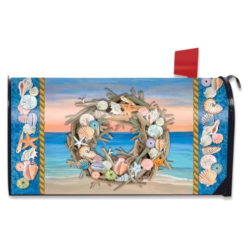 Image of Briarwood Lane Mailbox Cover - Standard Size - Driftwood Wreath Summer for Summer Mailbox Cover