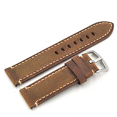 Bracelet de montre en cuir de veau fait main 18-22mm LJIANGD style rétro chic