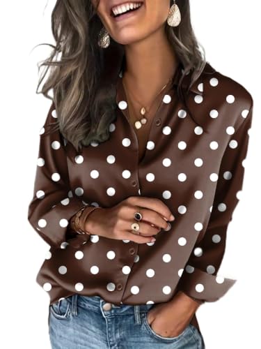 silk blouse - chocolate polka dots