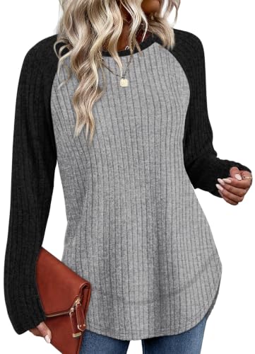 Image of WIHOLL Long Sleeve Shirts for Women Fall Sweaters Lightweight Trendy Tops