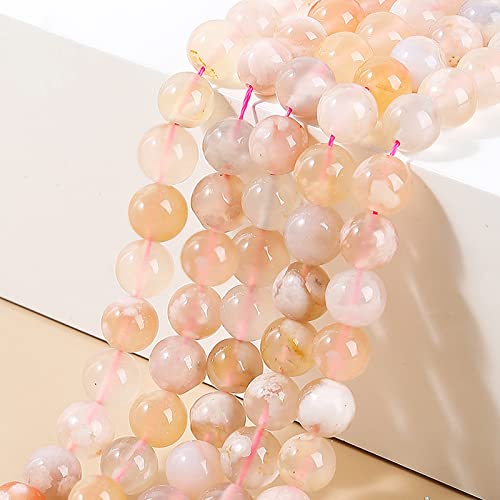 60pcs 6mm Cherry Blossom Agate Beads Natural Gemstone Beads Round Loose Beads for Jewelry Making