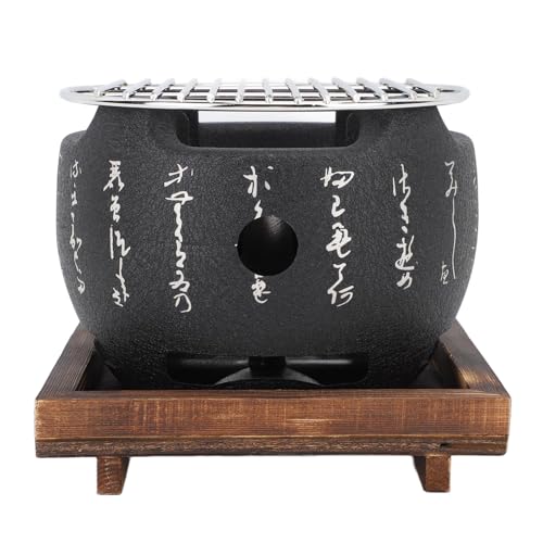 Topincn Japanese Style BBQ Grill, Estufa de Carbón Portátil para Fiesta en Casa Al Aire Libre, Mini Carbón Parrilla Redonda de Alimentos de Carbón Barbacoa de Barbacoa (L)