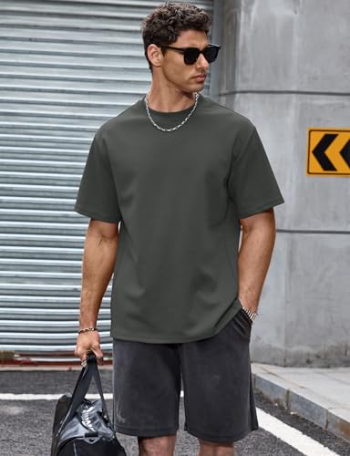 Image of Herberton Mens Oversized T-Shirts Heavyweight Cotton Stretch Fashion Thick Tee Tops (S-3XL)