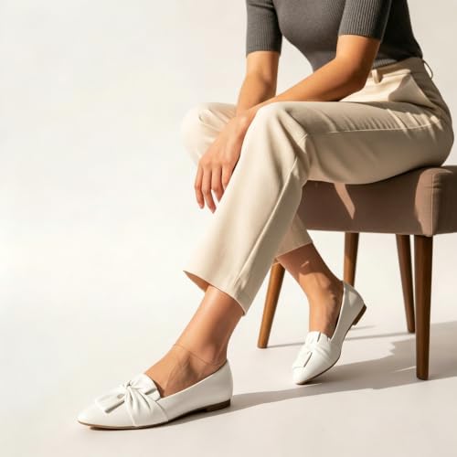 Image of MUSSHOE Comfortable Office Flats for Women: Pointed Toe Work Shoes with Memory Foam - Dressy Business Casual Slip On Flats for Commute & All Day Wear