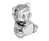 Brillibrum Design Spardose Teddy-Bär mit Herz inkl Namen Gravur Geldose aus Metall versilbert anlaufgeschützt Bärchen Sparbüchse mit persönlicher Widmung
