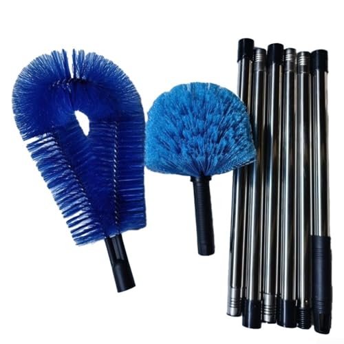 Stainless Steel Telescopic Ceiling Broom with Long Handle, Adjustable Length Duster for High Ceilings, Walls, Floors, Indoor and Outdoor Cleaning, Lightweight and Efficient Sweeping Tool(A)