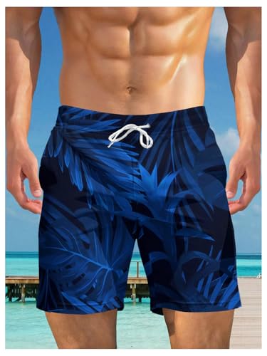 Men's Graphic Print Drawstring Waist Beach Shorts Tropical Summer Swim Trunks Swimwear3