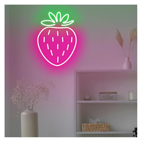 Néon décoratif fraise rose de 43cm, l'idée cadeau pour cuisine