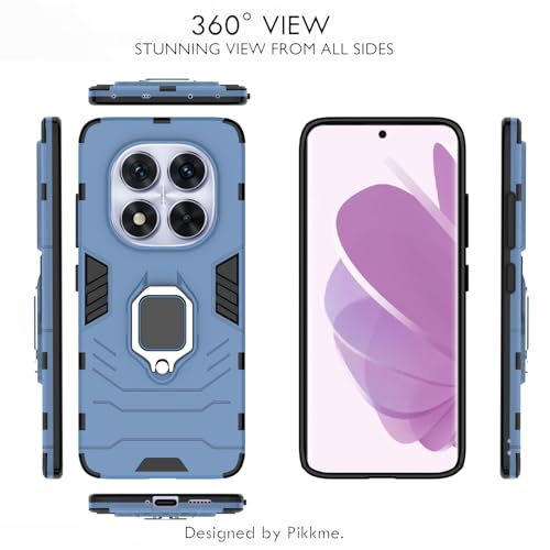 Image of Pikkme D5 Tough Armor Bumper Case | 360 Protection Case | Ring Holder Stand Back Cover for Redmi Note 14 Pro 5G (Blue)