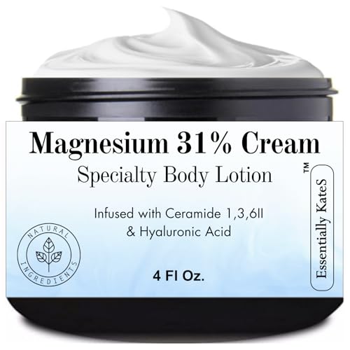 Magnesium 31% Cream Lotion 4 Fl Oz - Infused with Ceramides 1, 3, 6II and Hyaluronic Acid -...